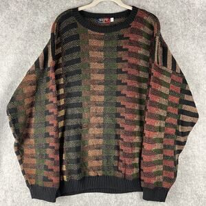 Vintage Repp Sweater Mens 2XLT Geometric Pattern Knit USA Made Grandpa FLAWS